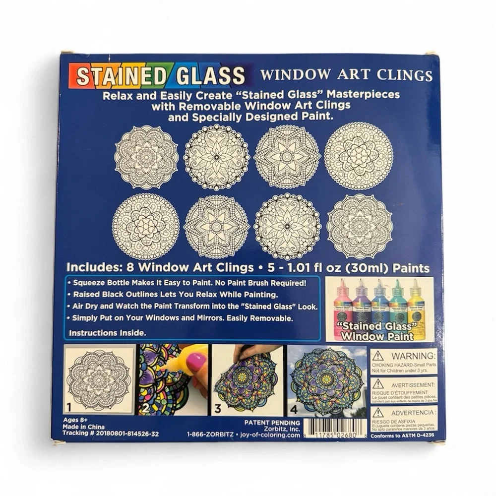 ZORBITZ Stained Glass Window Art Clings DIY Mandala Kit - Christmas Gift Ideas - Picture 2 of 4
